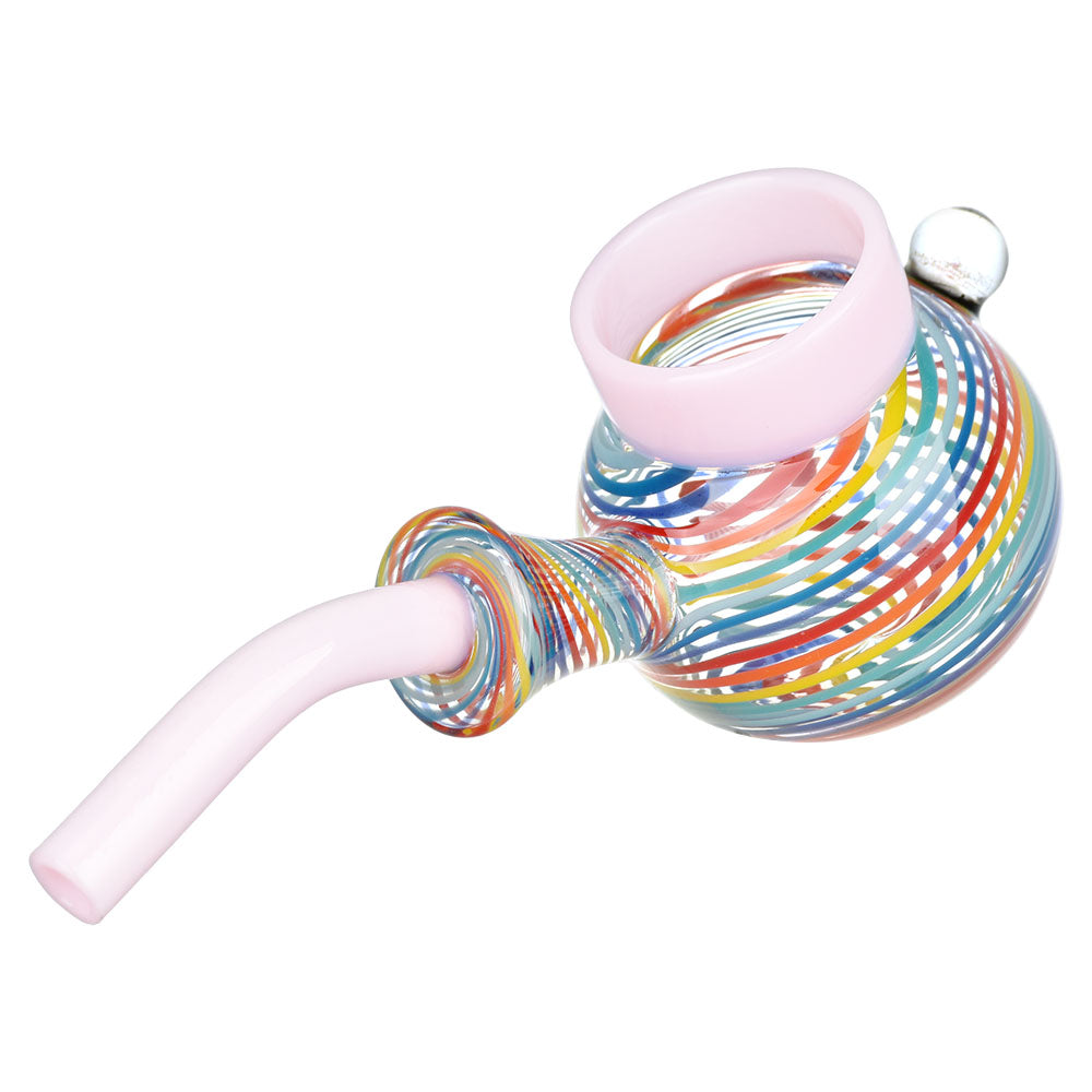 Pulsar Color Swirl Hand Pipe, Sherlock Style, 6.5" Side View on White Background