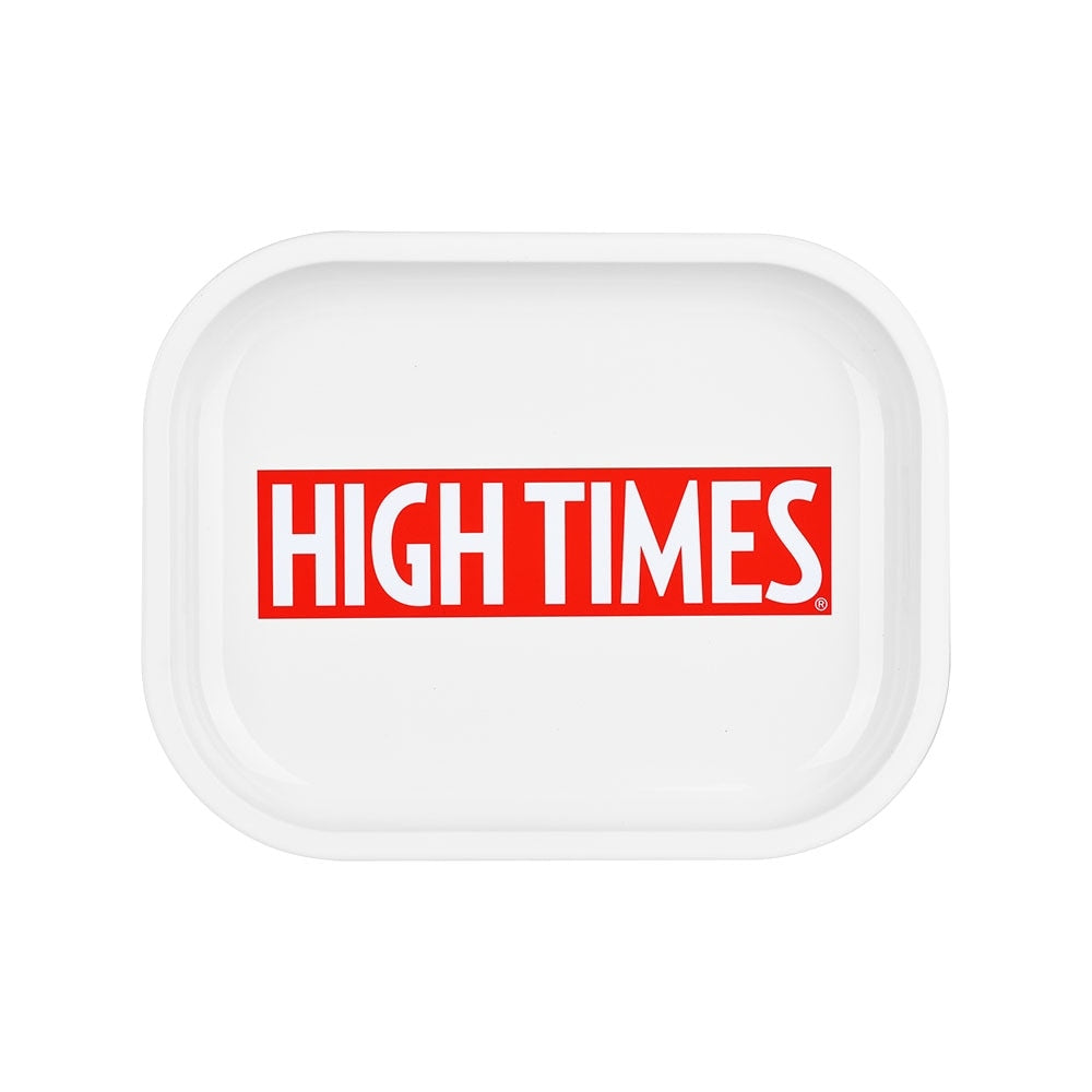 High Times® x Pulsar Mini Metal Rolling Tray | White Logo | 7"x5.5"