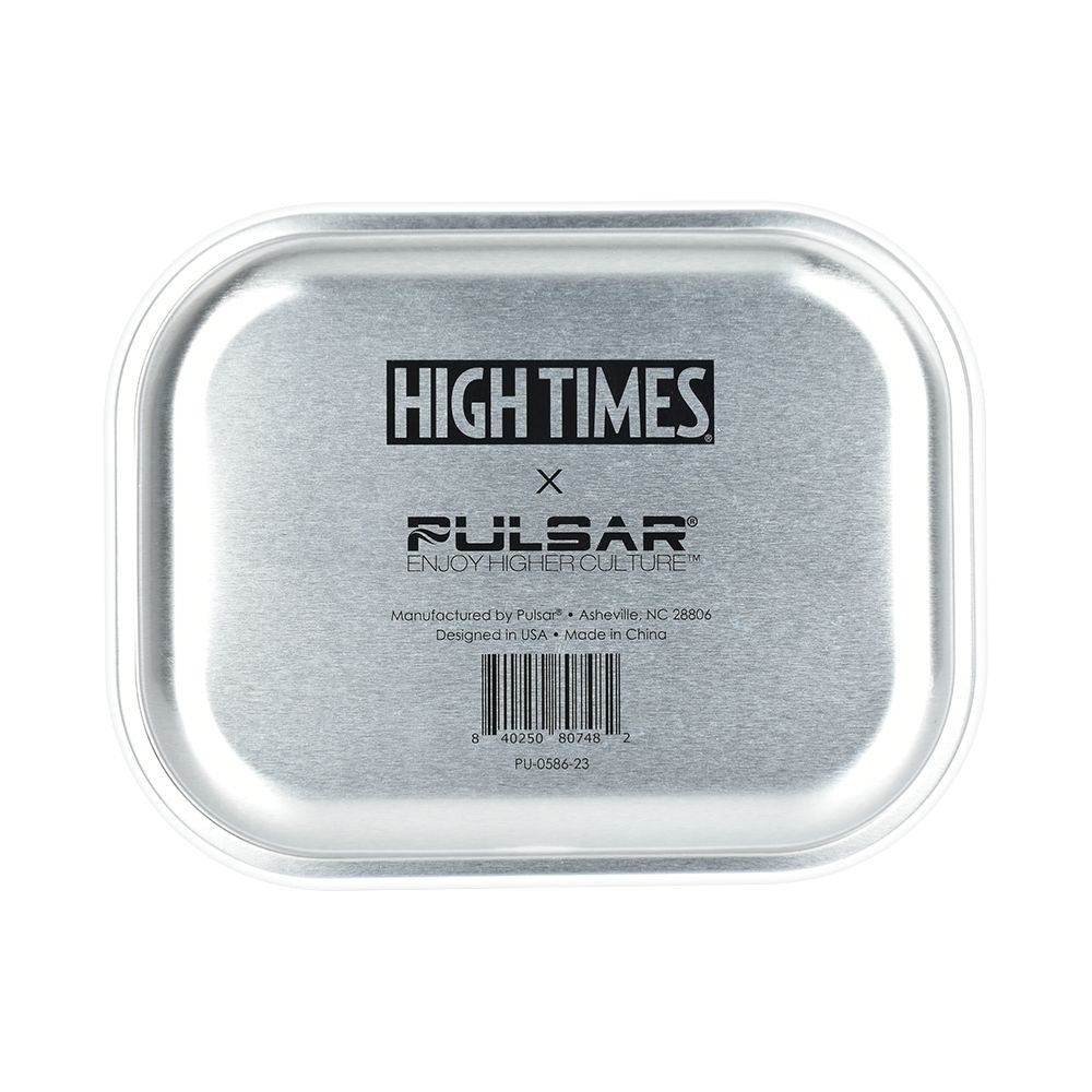 High Times® x Pulsar Mini Metal Rolling Tray | White Logo | 7"x5.5"