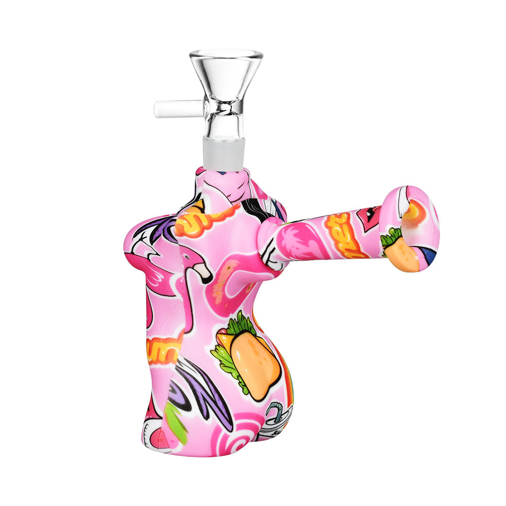Colorful Hot Bod Silicone Bubbler with Assorted Designs, 14mm Female Joint, Front View