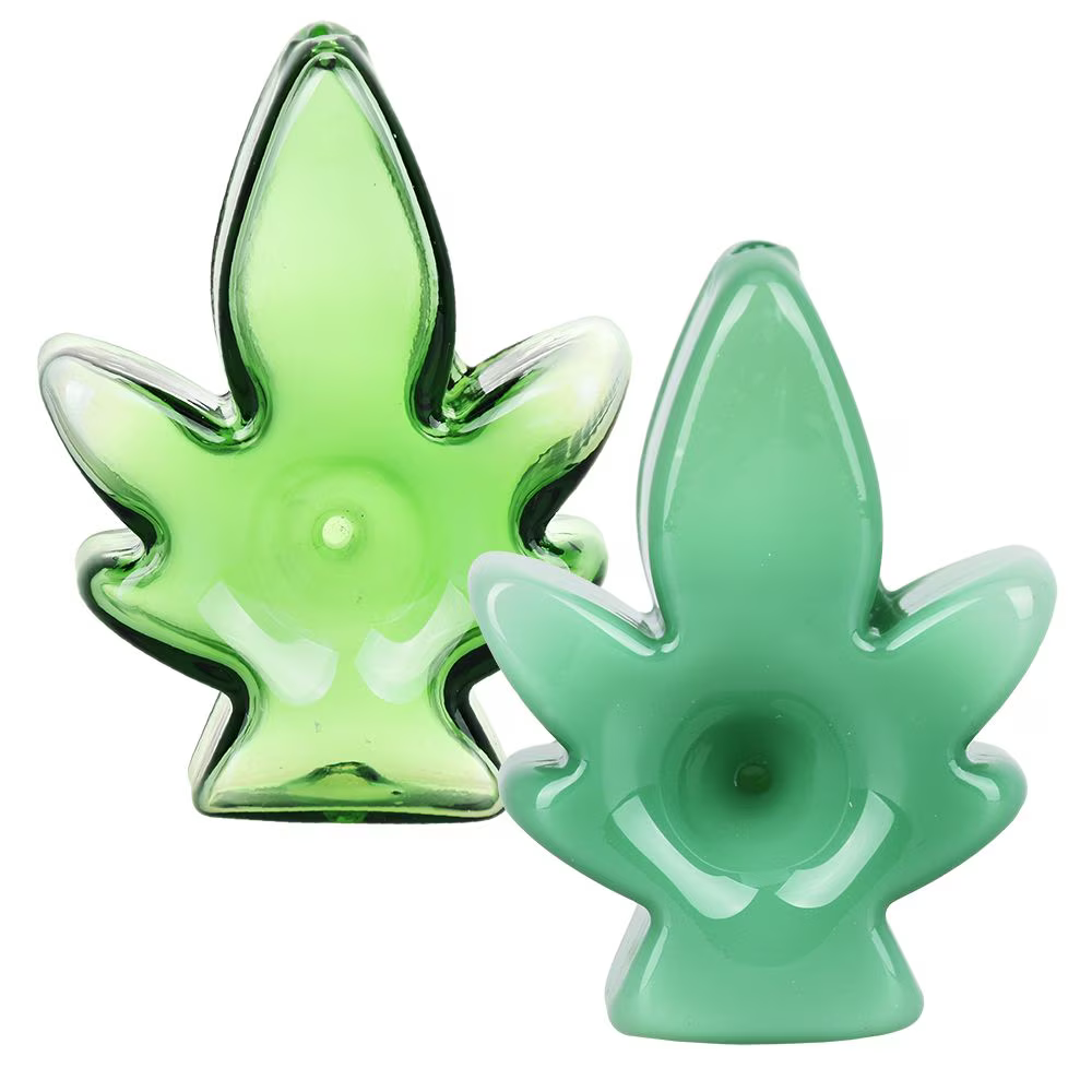 Humble Hemp Leaf Glass Hand Pipe | 3" | Colors Vary