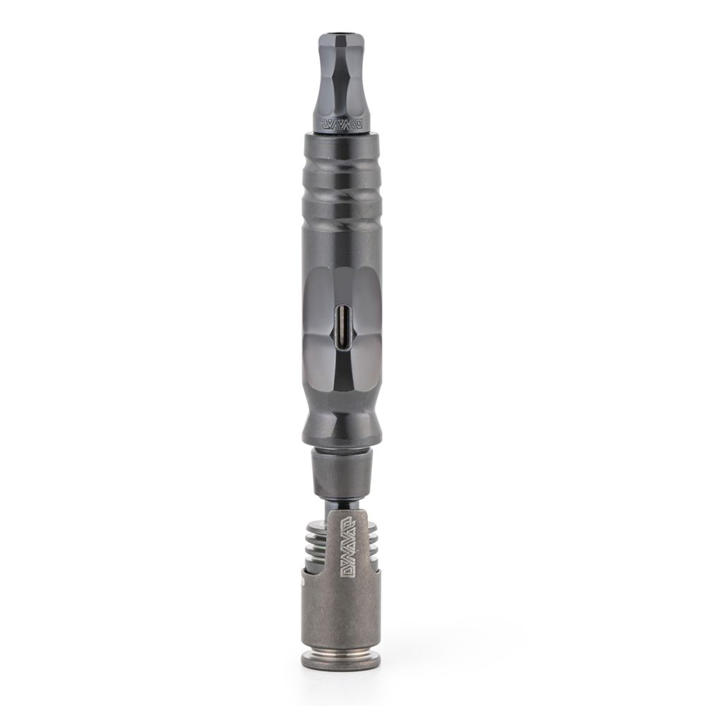 DynaVap HyperDyn vertical product shot from February 2026, showing the fully capped titanium vaporizer.