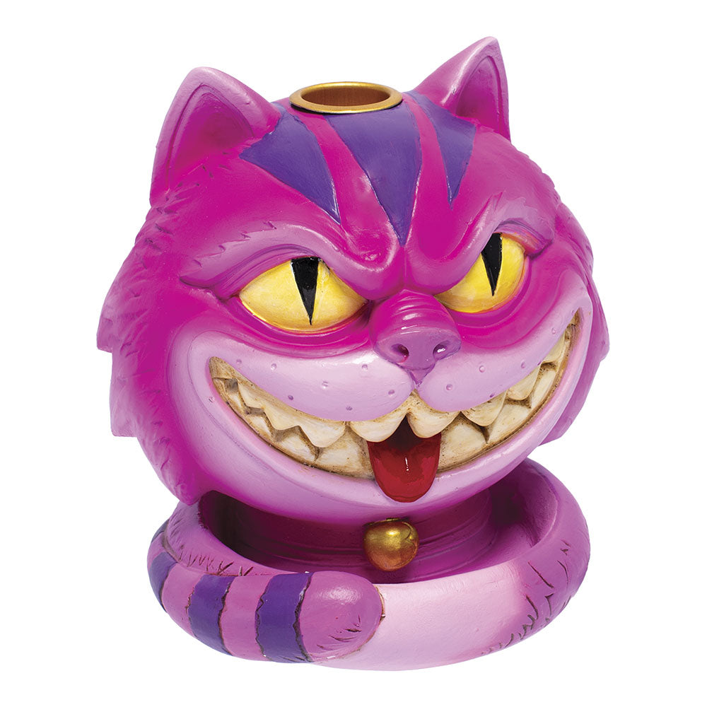 Fujima Cheshire Cat Backflow Incense Burner, 4.5" Polyresin, Front View on White Background