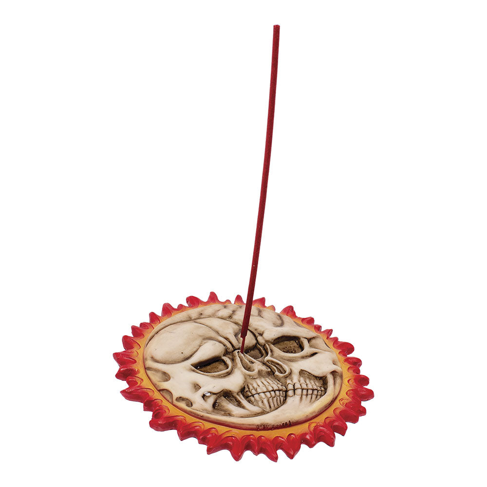 Fujima 5.5" Polyresin Incense Burner with Skull Design - Top View on White Background