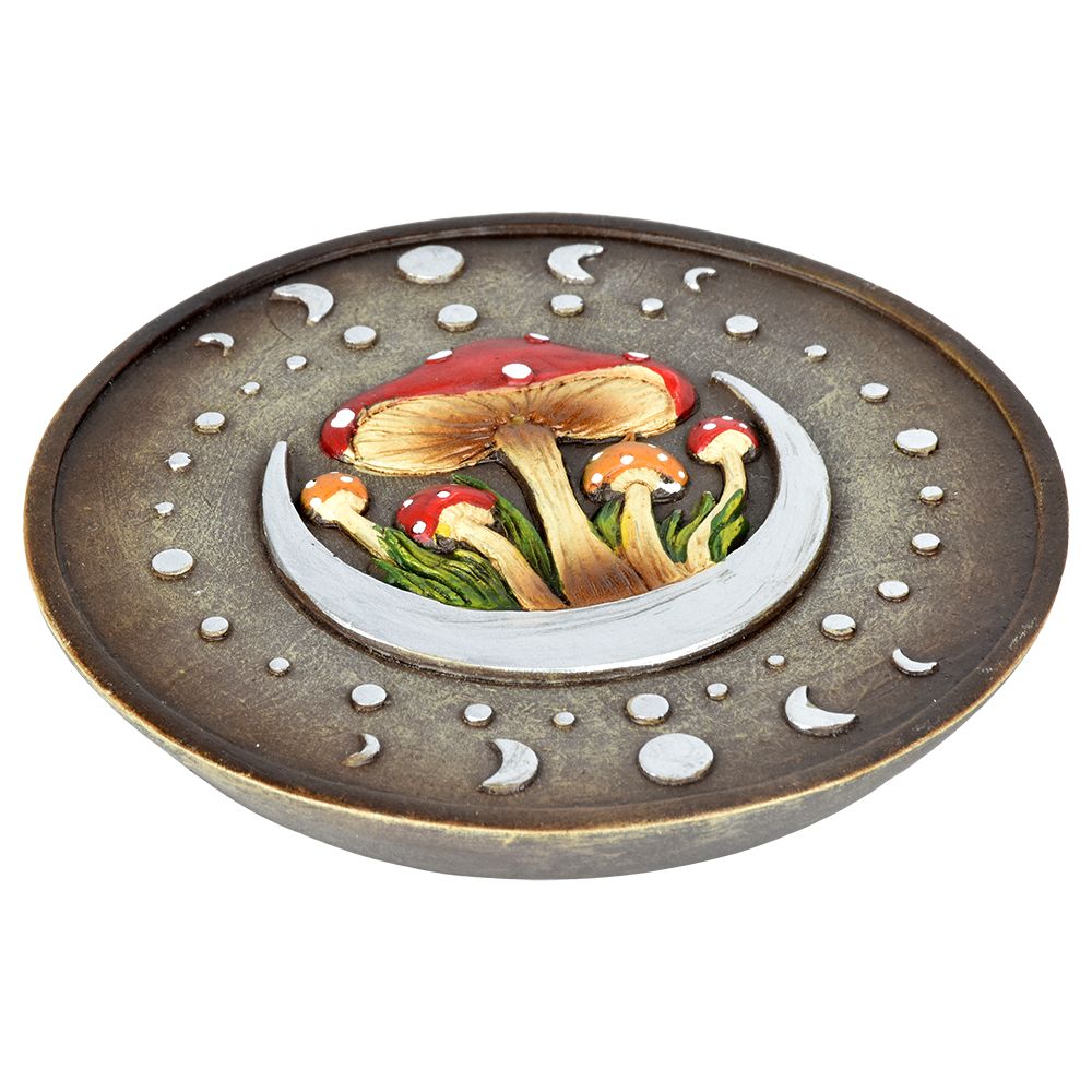Moons Over My Mushrooms Incense Burner, 4.75" Polyresin with Detailed Mushroom Design