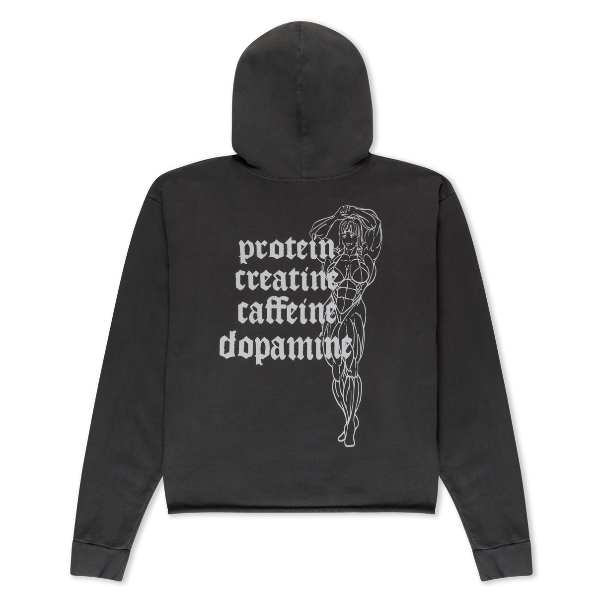 Protein Boxy Cropped 500GSM Hoodie (Gunmetal)
