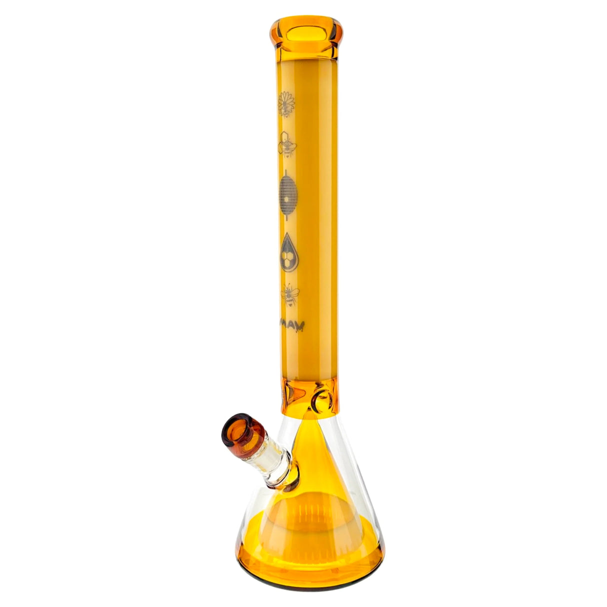 MAV Glass 18" Honey Bee Pyramid Beaker Bong, Limited Edition with Ice Pinch, Front View