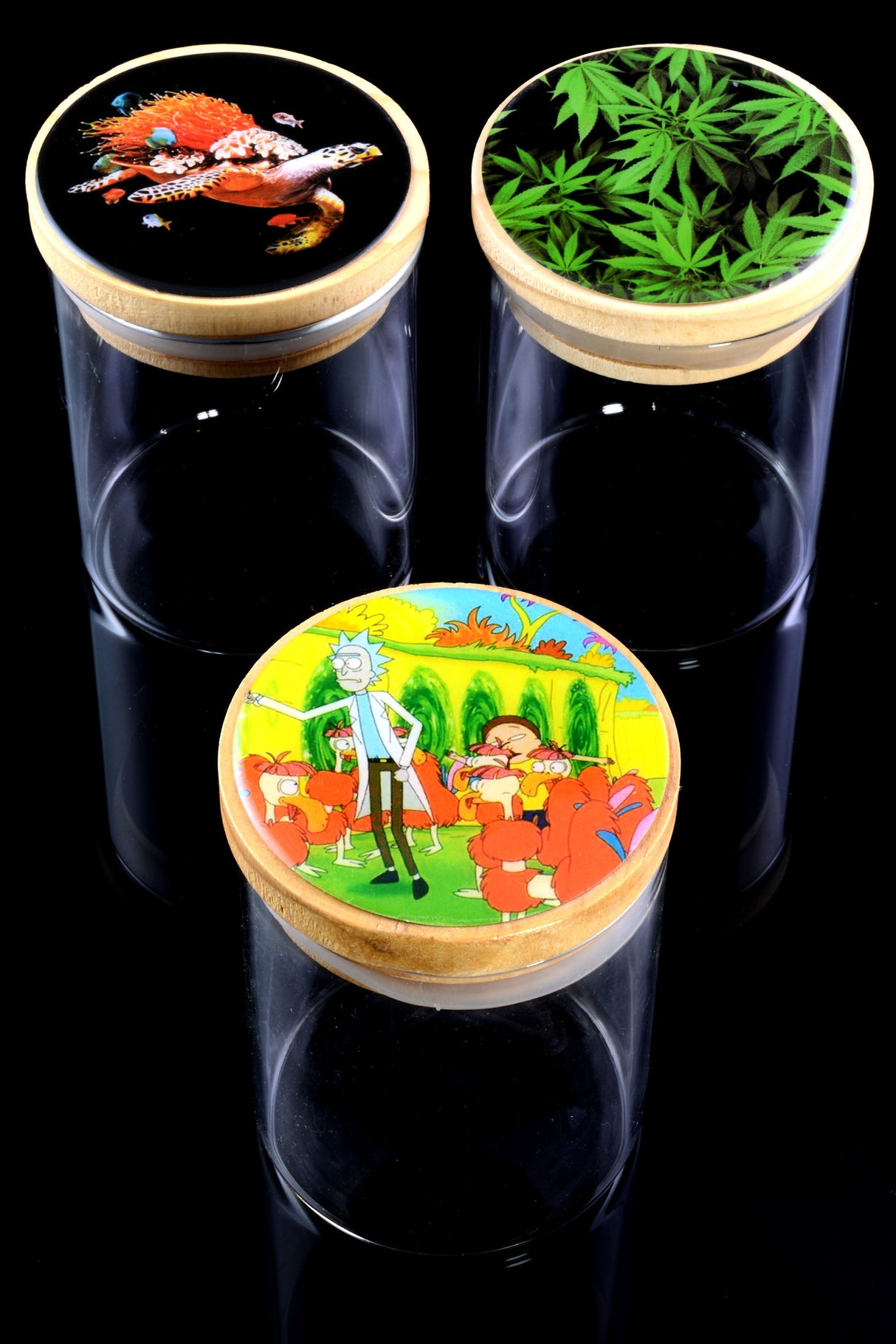 Glass Jar – Bamboo Lid Decal – 3.5″ - Assorted Colors