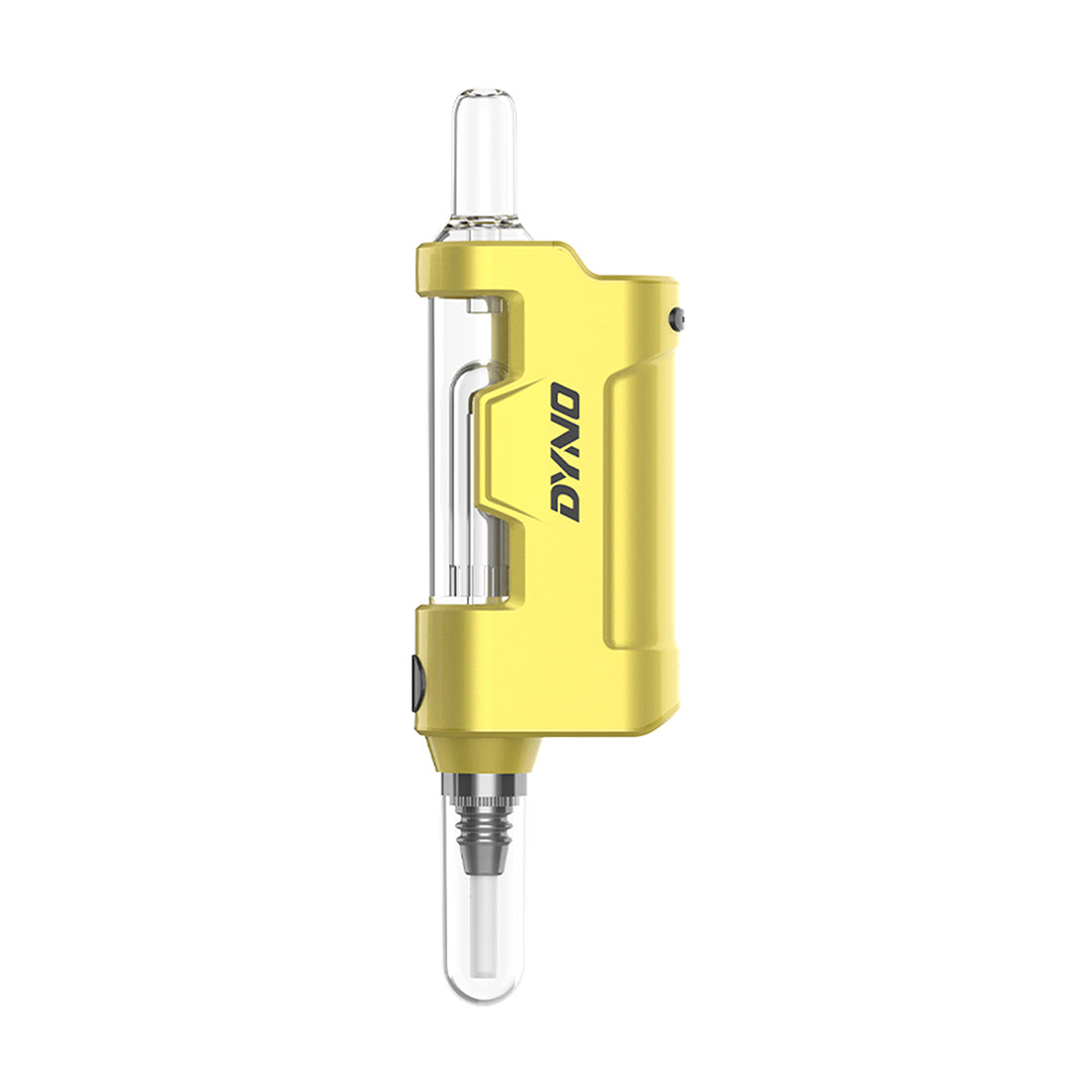 Yocan Dyno Vaporizer in Yellow - Compact Portable Design with Clear Mouthpiece - Front View