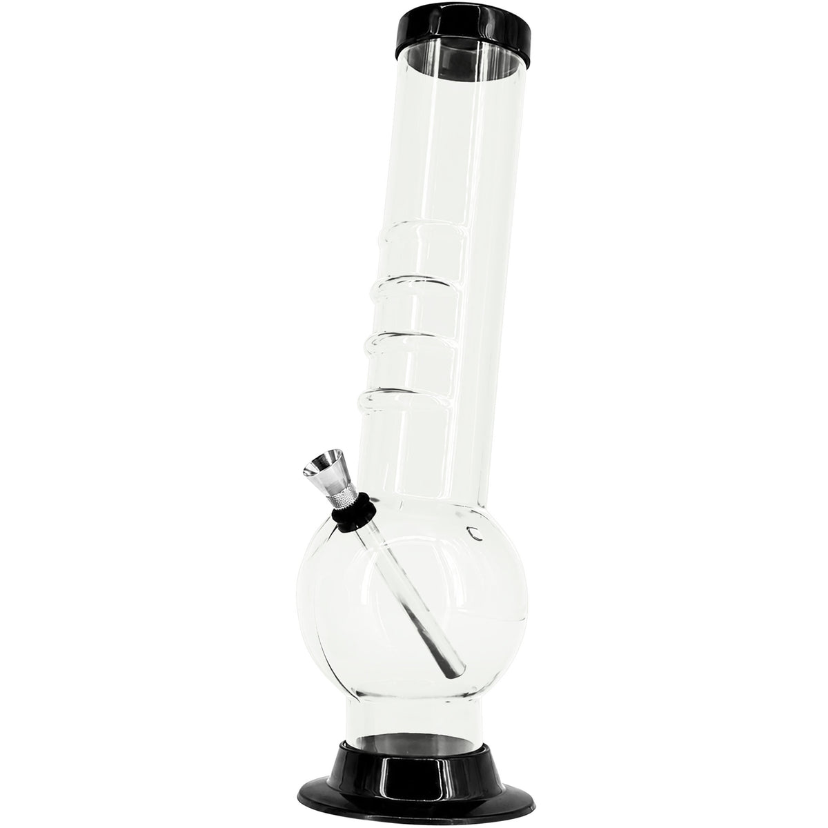 JM Enterprises 9-12" Acrylic Bent Neck Bubble Base Bong - Multiple Colors