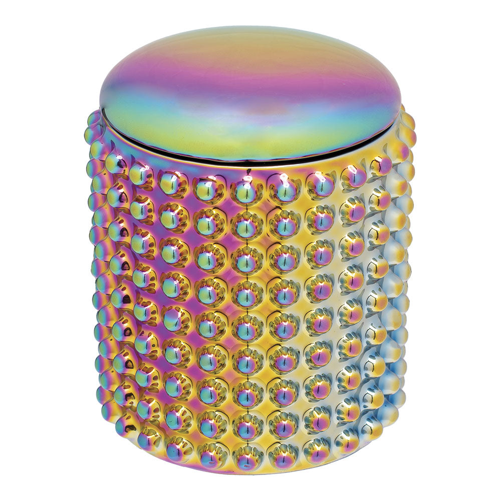 Fujima Spectrum 4" Dotted Ceramic Stash Jar in Iridescent Finish - Front View
