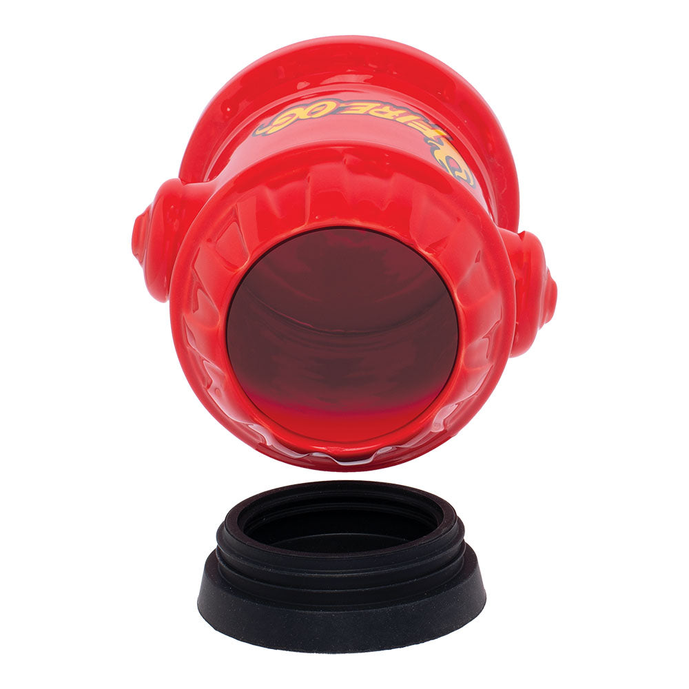 Fujima Ceramic Fire Hydrant Stash Jar - 5" Front View with Open Lid