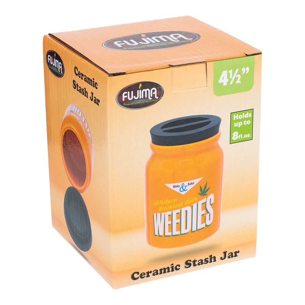 Fujima Happy Hemp Ceramic Stash Jar packaging front view with product details