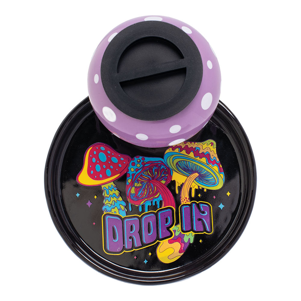 Fujima Drop In Mushroom StashTray - Top View with Psychedelic Design