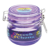 Cheech & Chong 150mL Purple Airtight Herb Jar - Front View with Clamp Lid