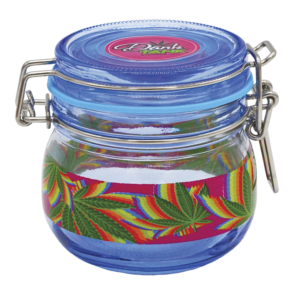 Fujima Dank Tank 150mL Airtight Jar with Colorful Cannabis Leaf Design - Front View