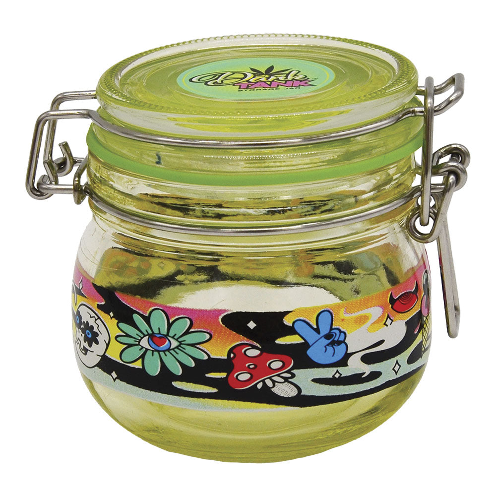 Fujima Dank Tank 150mL airtight jar with colorful designs, front view on white background