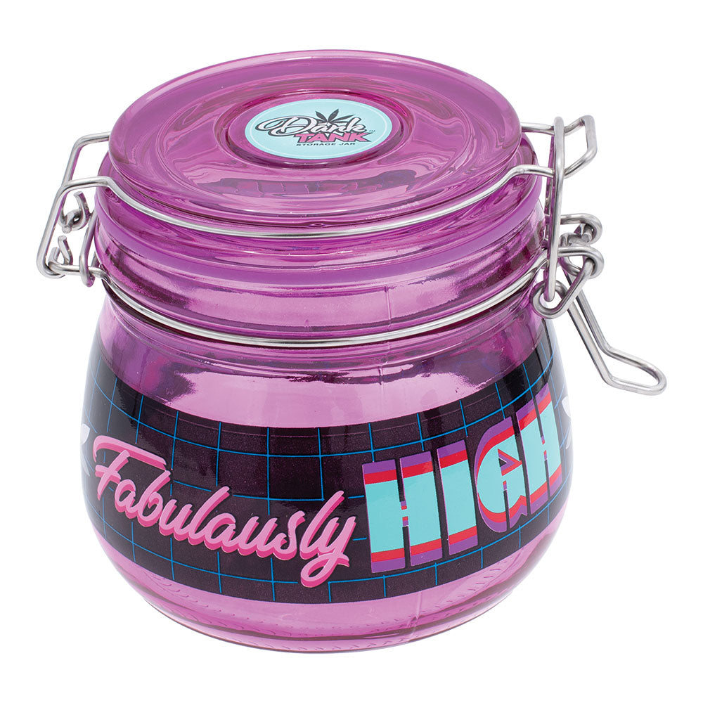 Fujima Dank Tank 500ml Glass Jar, Purple with 'Fabulously High' Text, Front View