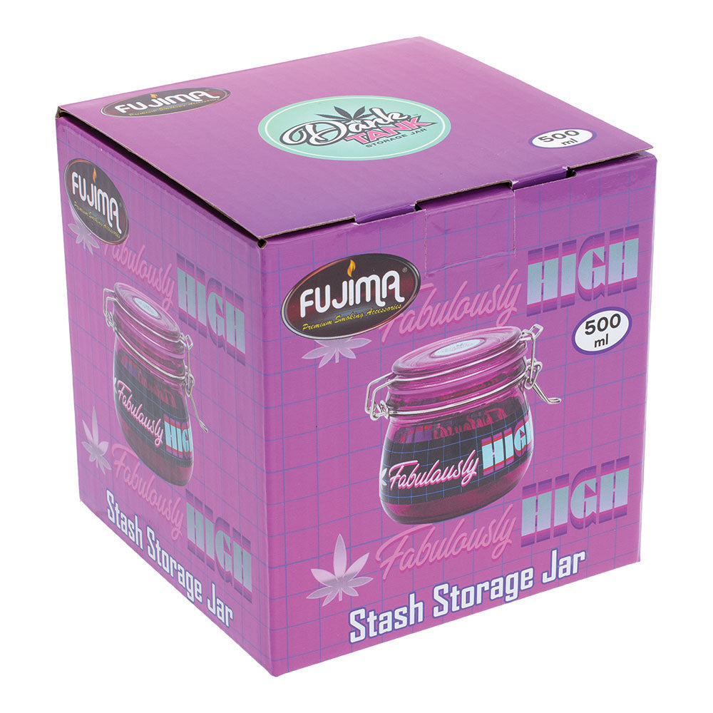 Fujima Dank Tank 500ml Glass Jar packaging with vibrant purple design and cannabis leaf accents