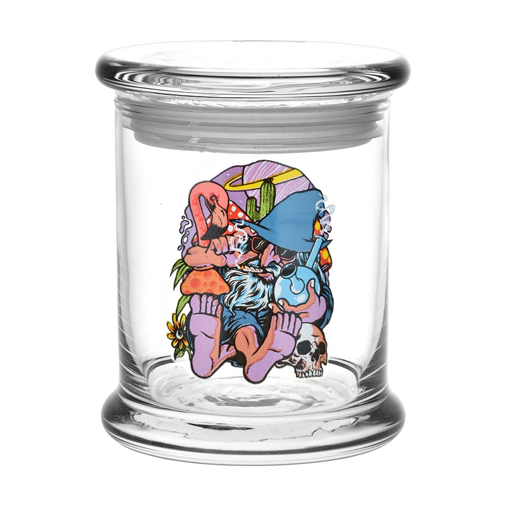Pulsar 420 Jars Pop Top Large - Front View with Flamingo Wizard Design