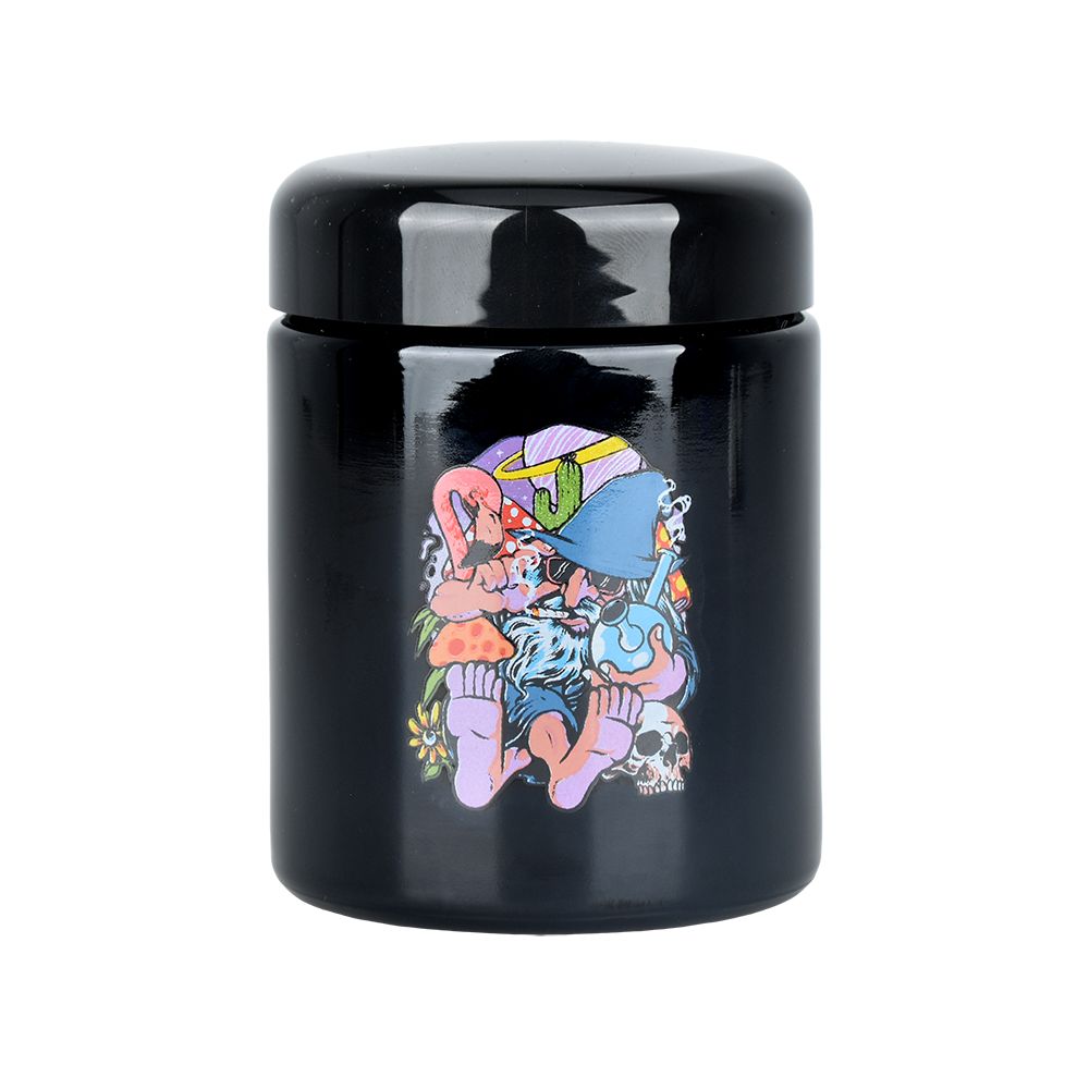 Pulsar 420 UV Screw Top Jar, Large 1/2 Ounce, Flamingo Wizard Design, Front View