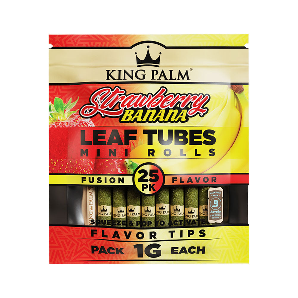King Palm Mini Rolling Papers 25pk with Strawberry Banana Fusion Flavor, Front View