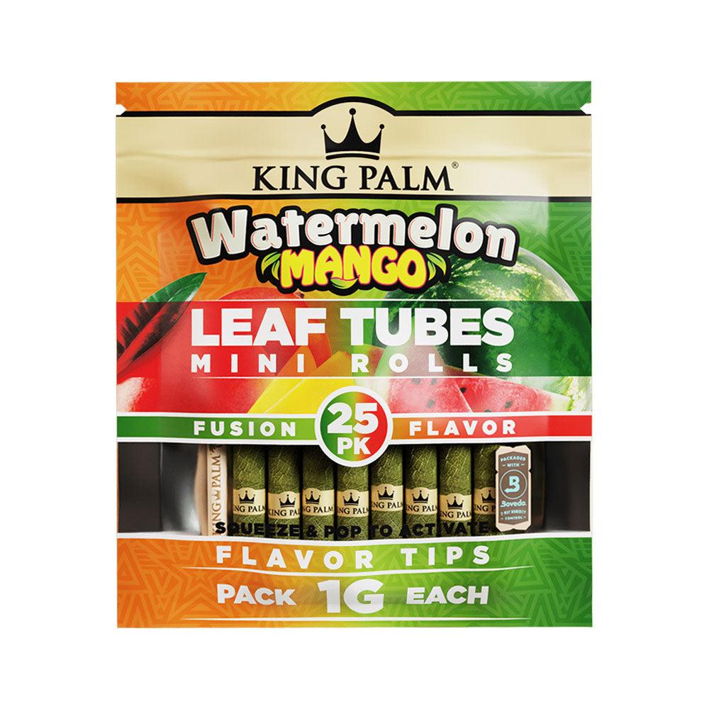 King Palm Watermelon Mango Flavor Mini Leaf Tubes, 25-Pack Display Front View