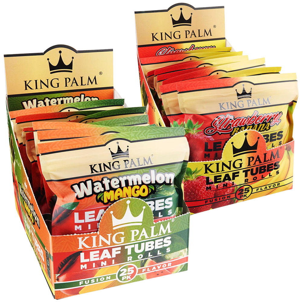 King Palm Mini Fusion Flavor Leaf Rolls 25-Pack Display with Watermelon and Pineberry Variants