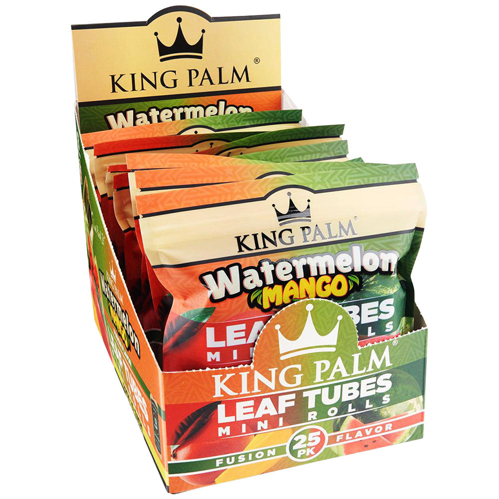 King Palm Fusion Flavor Leaf 25-Pack Display, Mini Size, Front View with Various Flavors