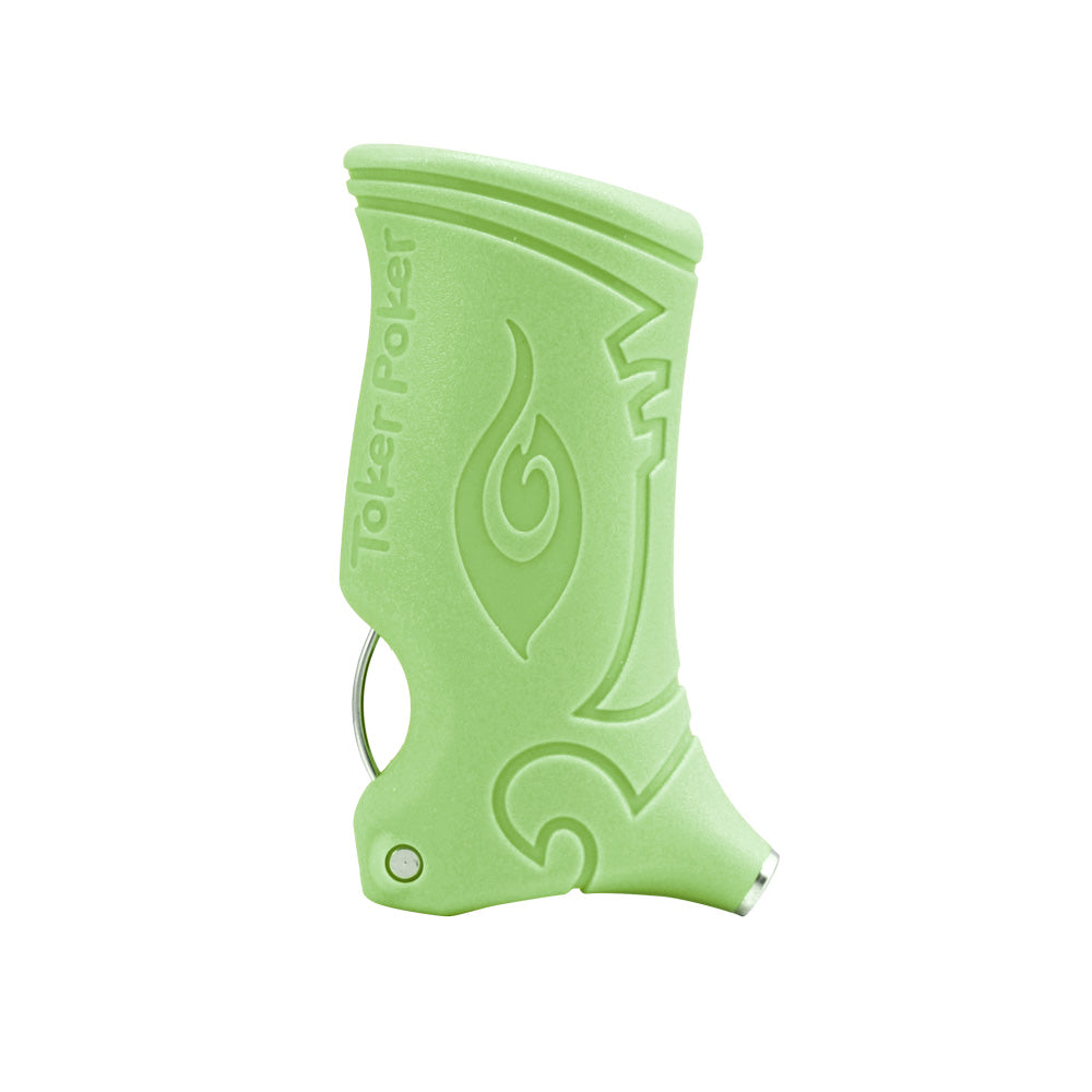 Toker Poker Lighter Sleeve in Lime Green with Keychain - Front View
