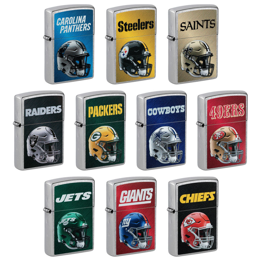 Zippo NFL 10PC Lighter Set featuring various team logos, perfect collectible for stoner-dad