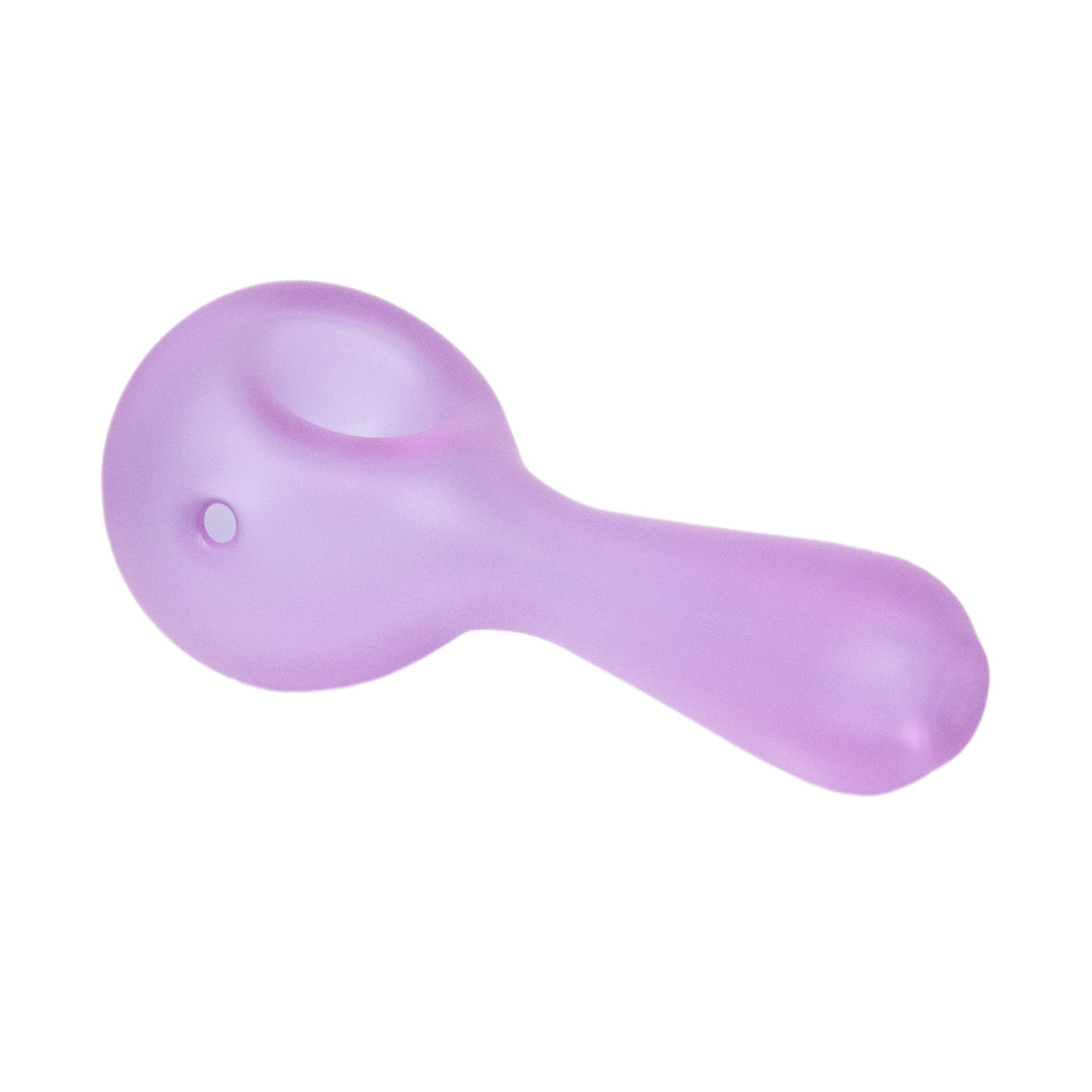 MJ Arsenal Sandblasted Pioneer Spoon Pipe in Lavender, Borosilicate Glass, Classic Design, Top View