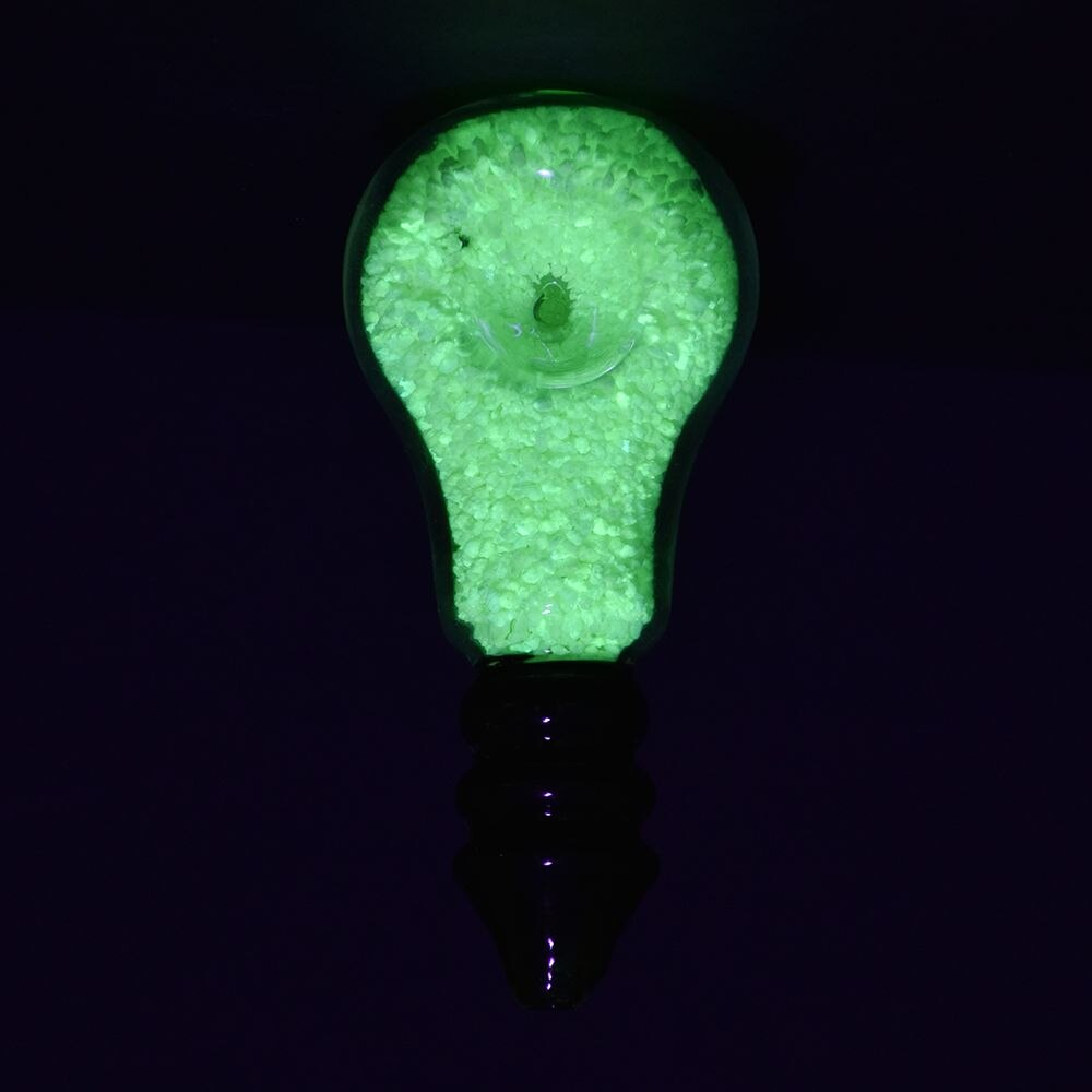 Light Bulb Glow In The Dark Glass Hand Pipe | 3.5" | Colors Vary