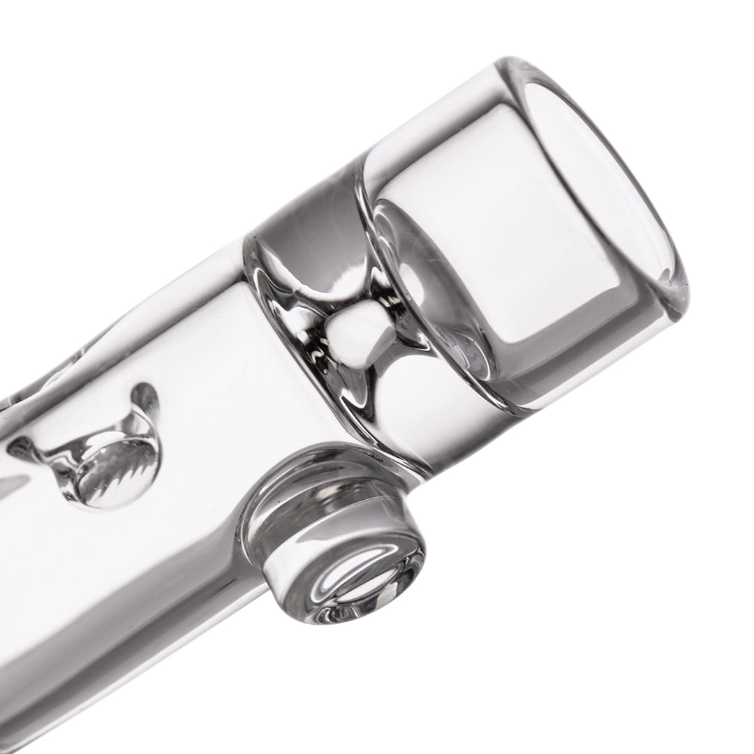 Close-up view of MJ Arsenal Ridge Chillum Taster One Hitter with borosilicate glass