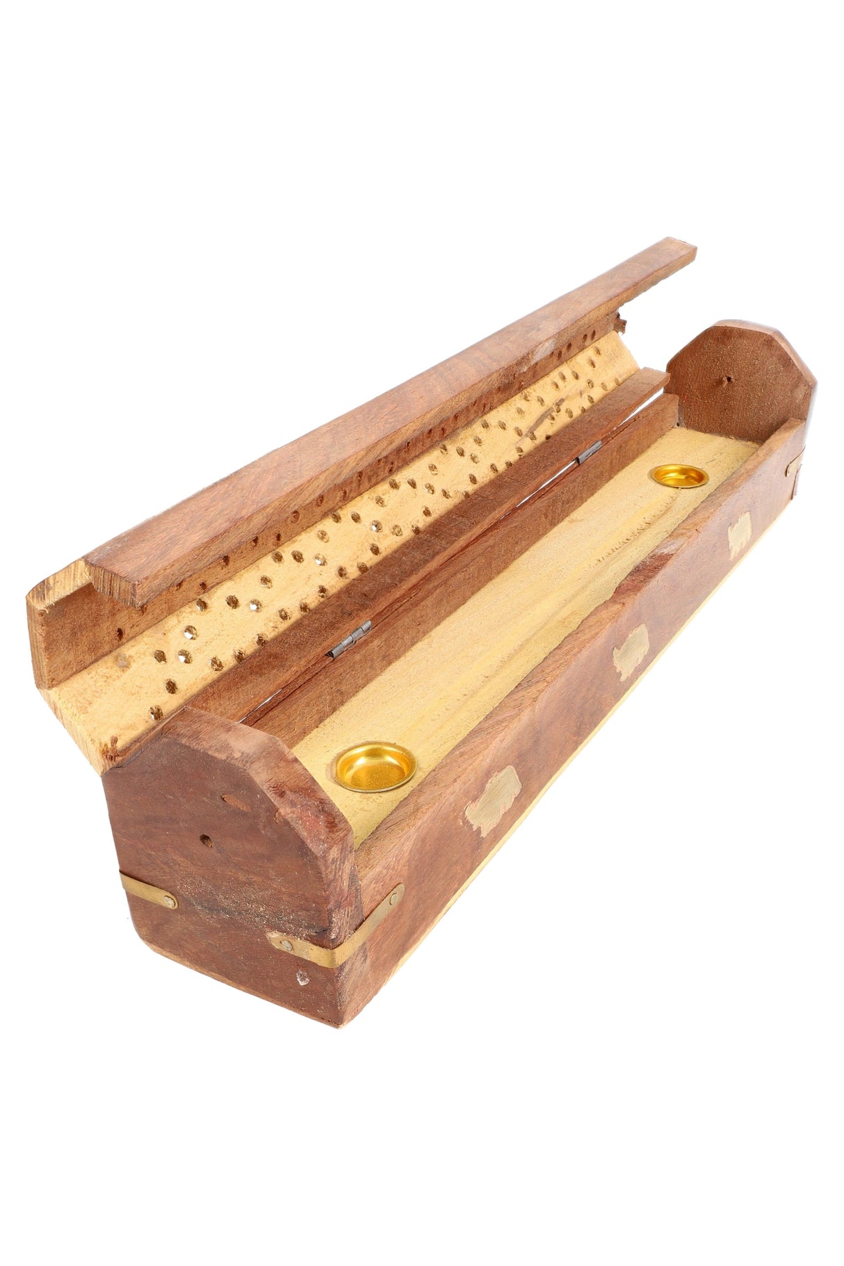 12″ Wood Incense Box – Metal Inlay