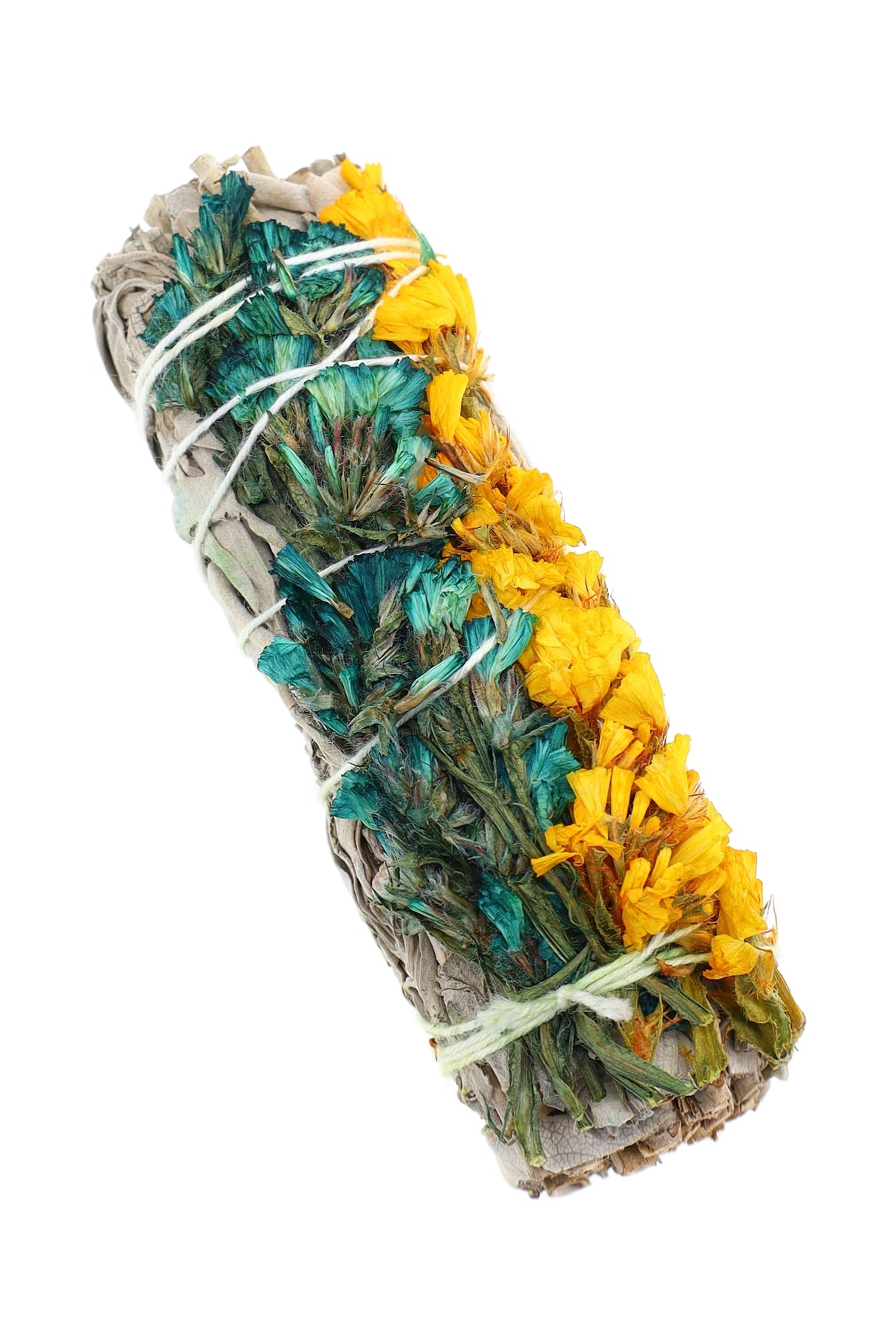 4″ White Sage Smudge Bundle – Assorted Floral Wraps