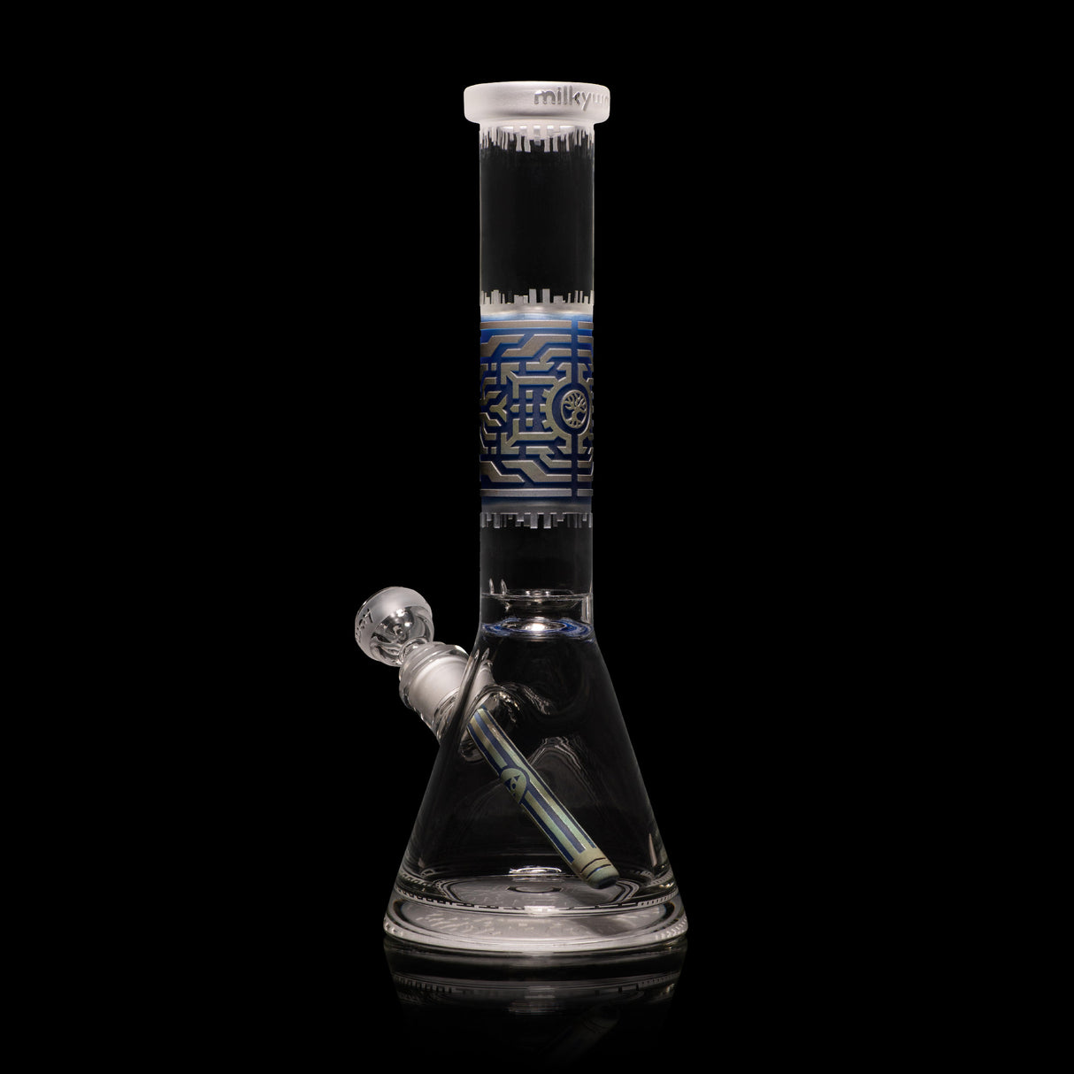 Respire 15" Silver and Blue Frit Beaker Bong