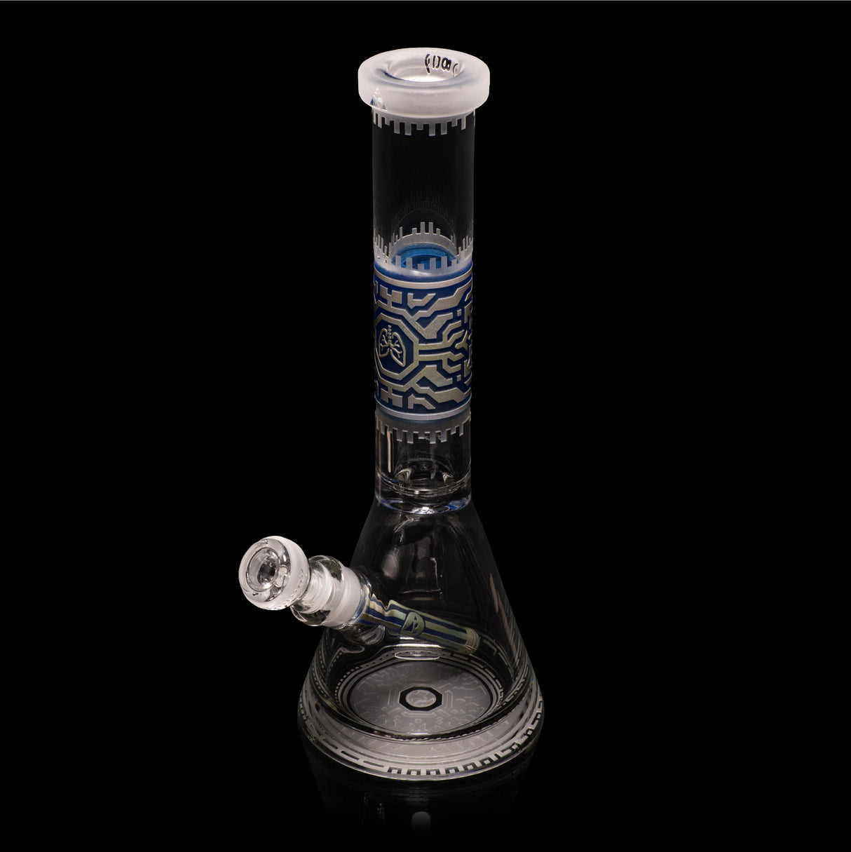 Respire 15" Silver and Blue Frit Beaker Bong