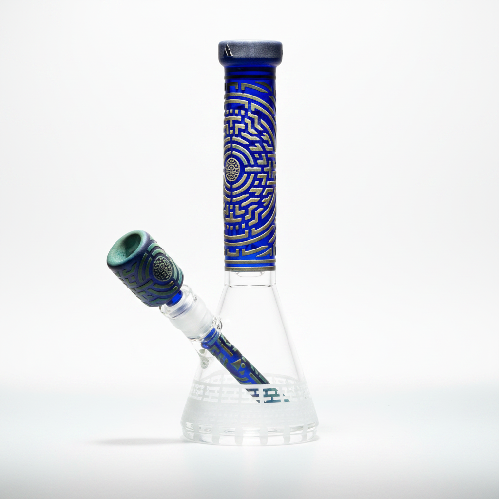 Telekinesis 11" Dark Blue Frit Beaker Bong
