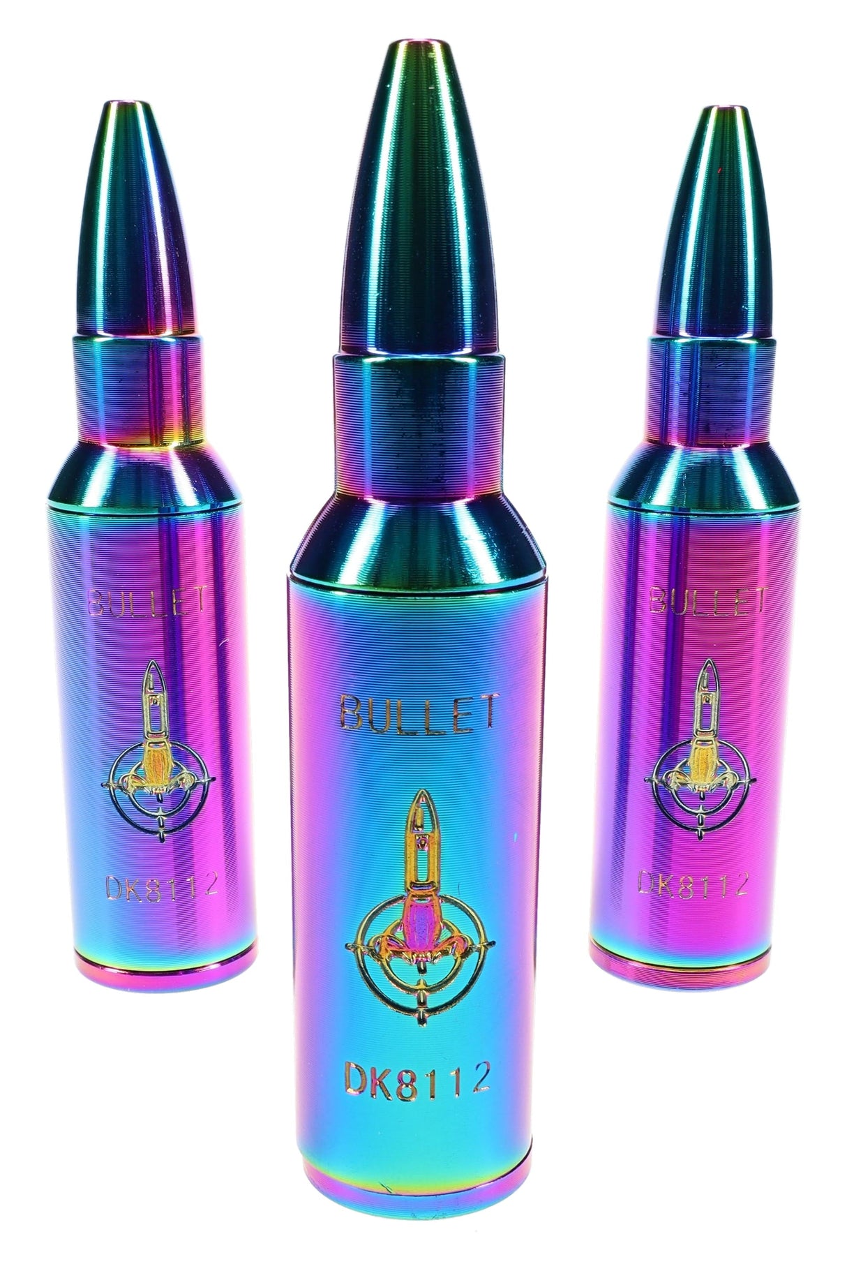 Rainbow Metal Bullet Hand Pipe “Holo Round” – 5 Screens