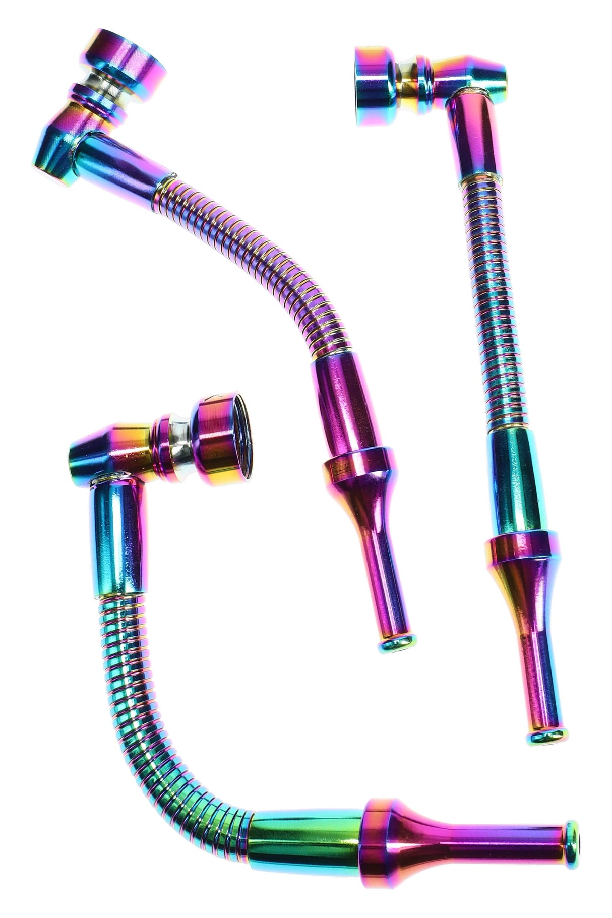 Rainbow Metallic Bendy Metal Hand Pipe Gift Set – 5 Screens – 5.25″
