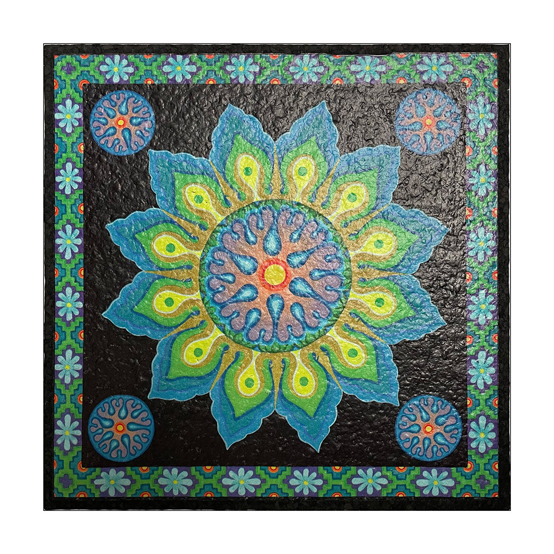 East Coasters 10" Colorful Mandala Dab Mat, Top View, Vibrant Home Decor Accessory