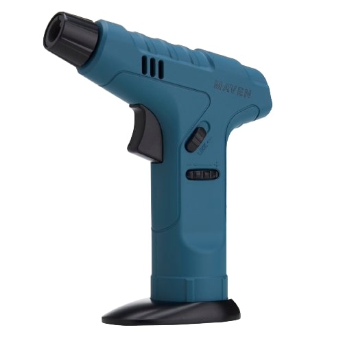 Maven Torch in Midnight Green with Windproof Jet Flame and Safety Lock - Side View