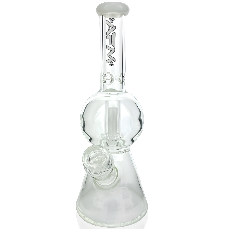 12" AFM Glass Bubble Globe Beaker Bong in Ivory with Borosilicate Glass and 14mm Female Joint