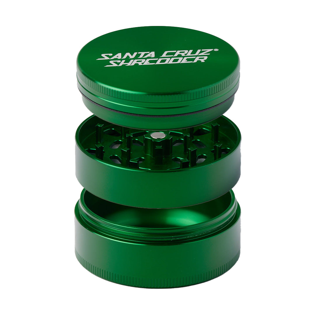 Santa Cruz Shredder Large 3-Piece Grinder in Green, Portable Aluminum Herb Grinder