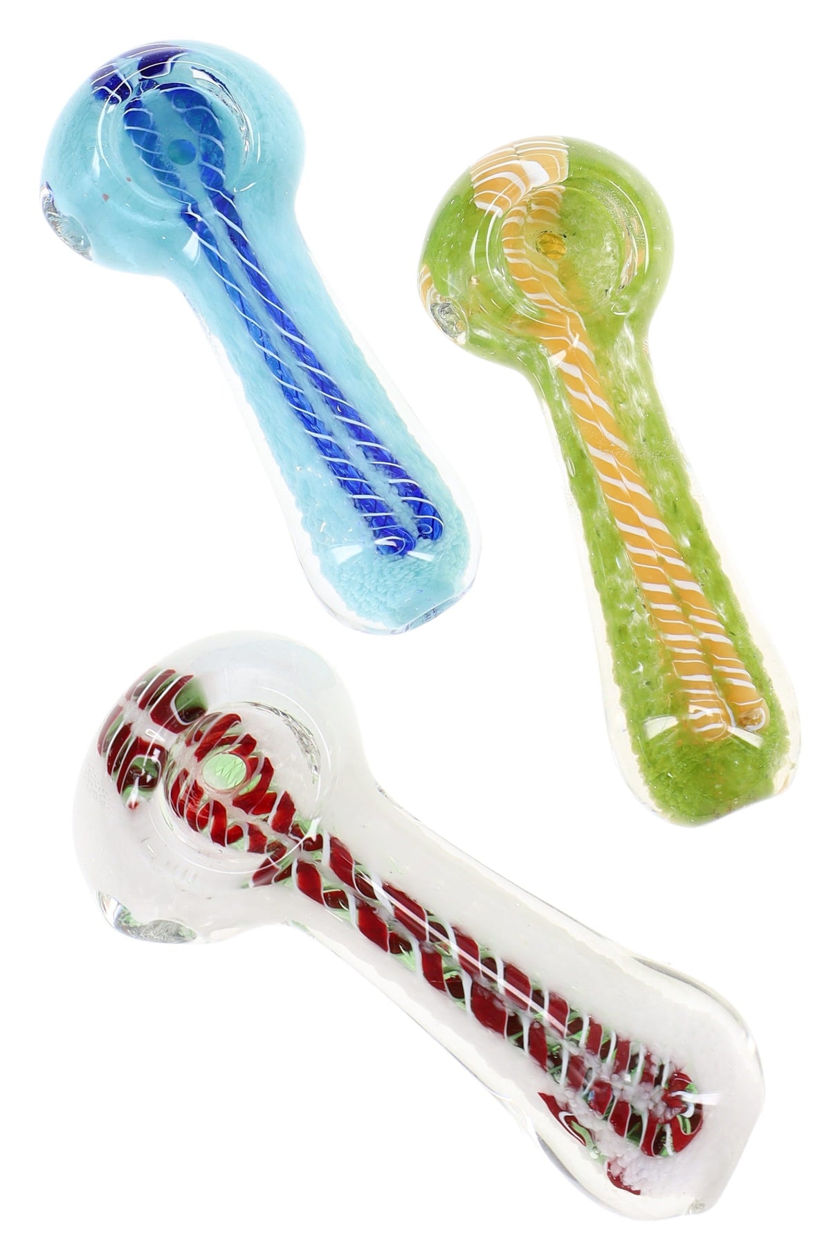 Small Striped Frit Glass Hand Pipe “Frit Flicker” – Assorted Colors