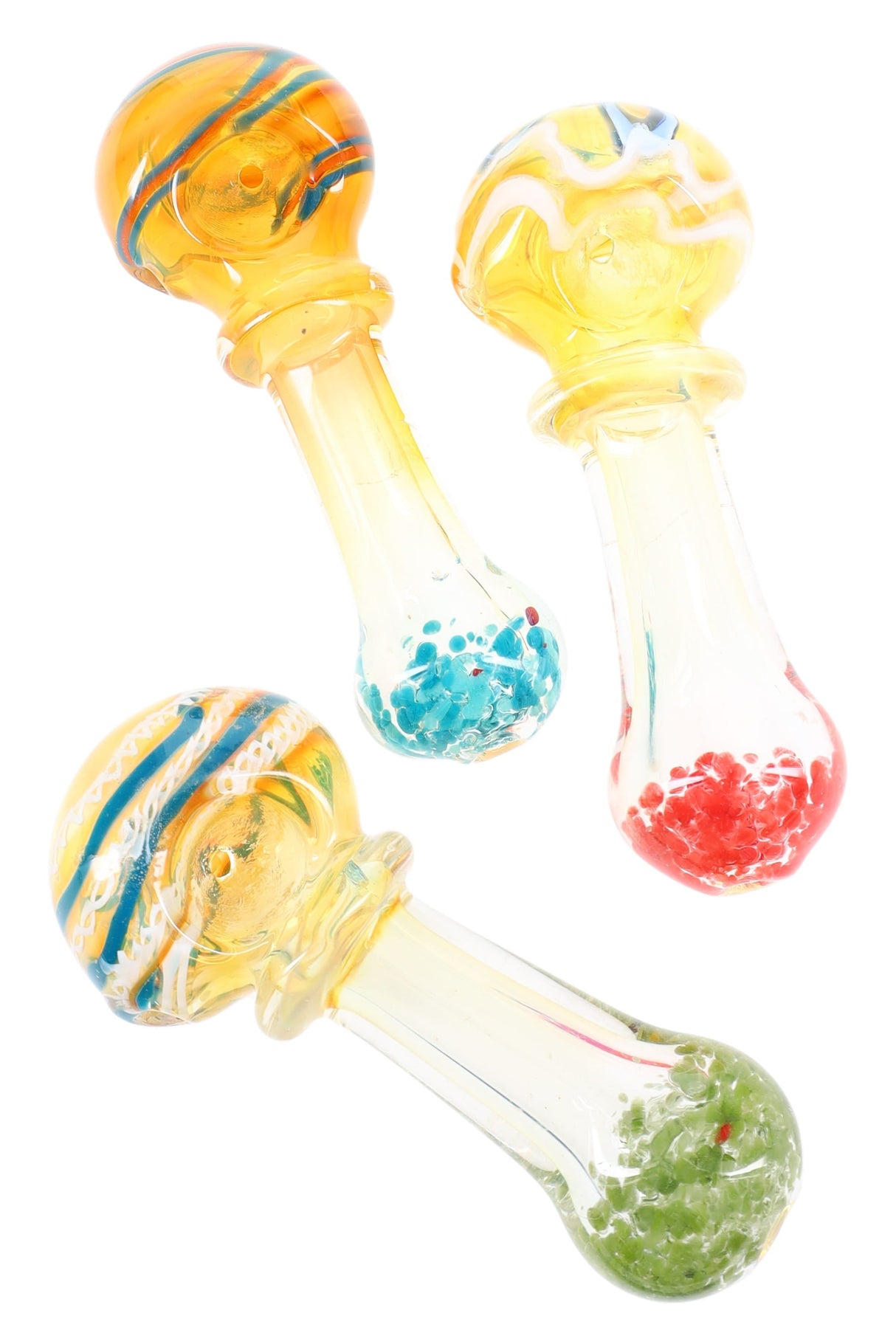 Color-Changing Frit Multicolor Striped Glass Hand Pipe “Rainbow Rip” – 4½″