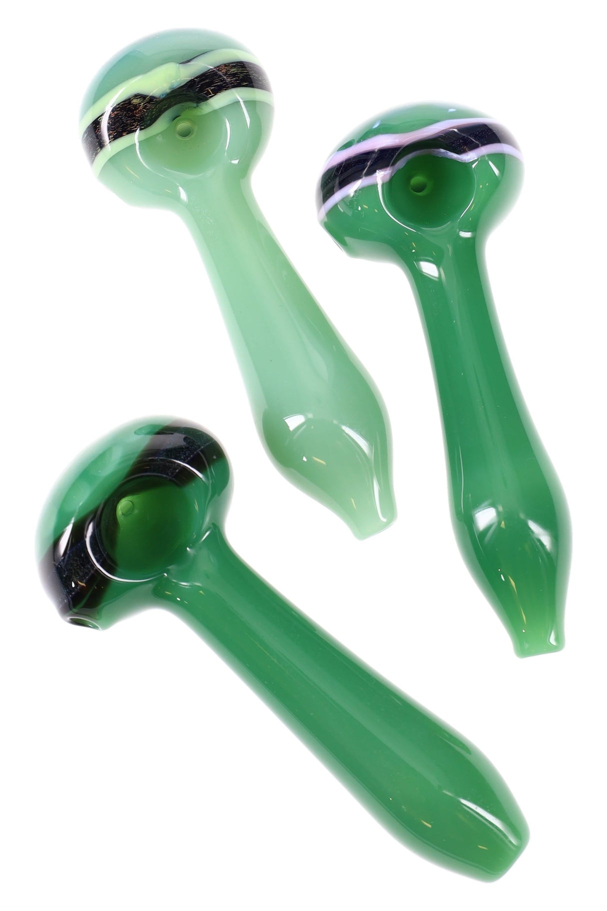 Green Dichro Stripe Glass Spoon “Emerald Lane” – 4½″ – Assorted Colors
