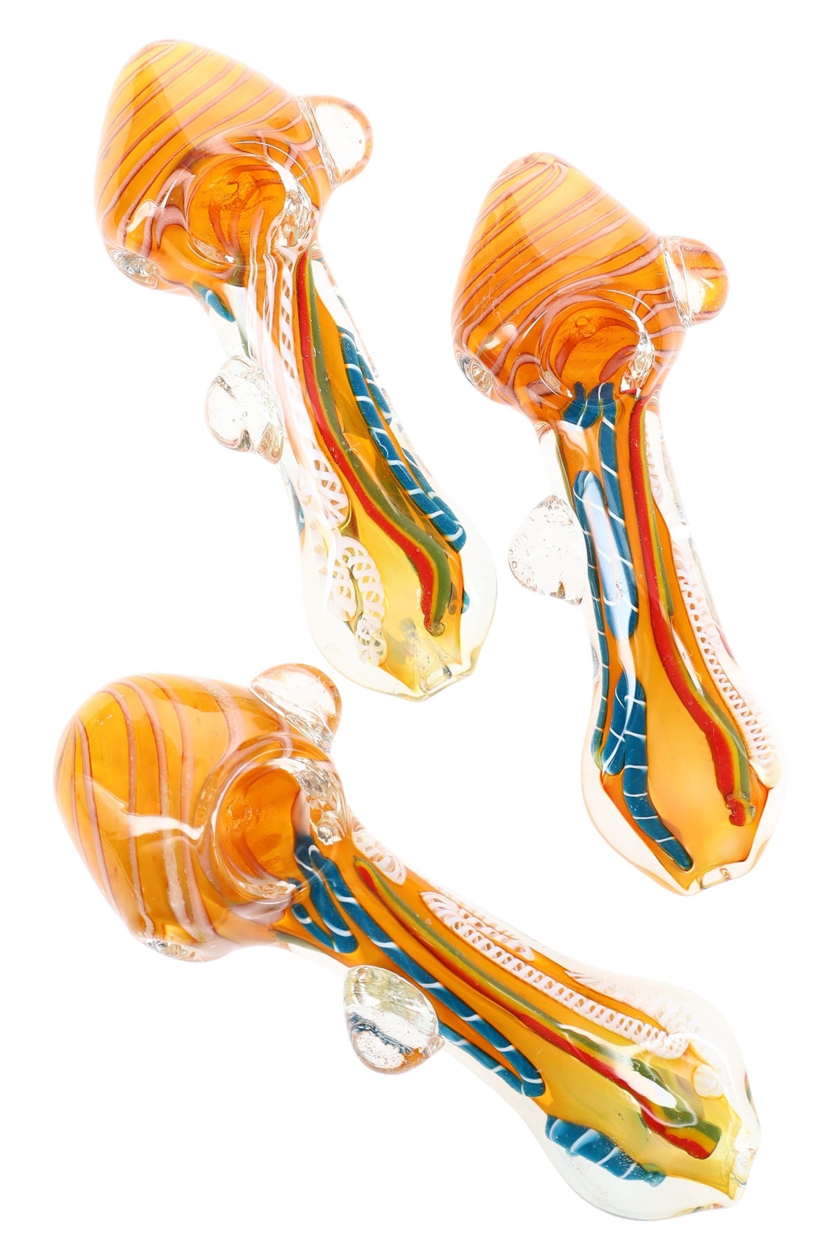 Gold Fumed Rasta Stripe Spoon “Rasta Coil” – 5½″ – Assorted Colors