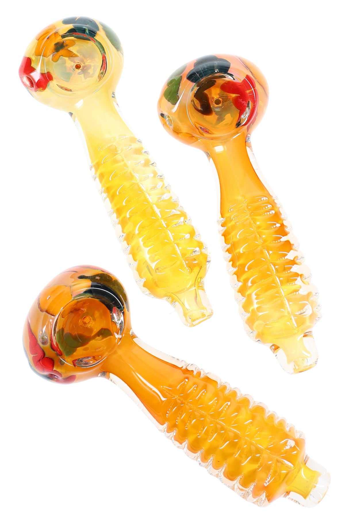 Gold Fumed Ribbed Rasta Squiggle Spoon “Groove Runner” – 5″ – Assorted Colors